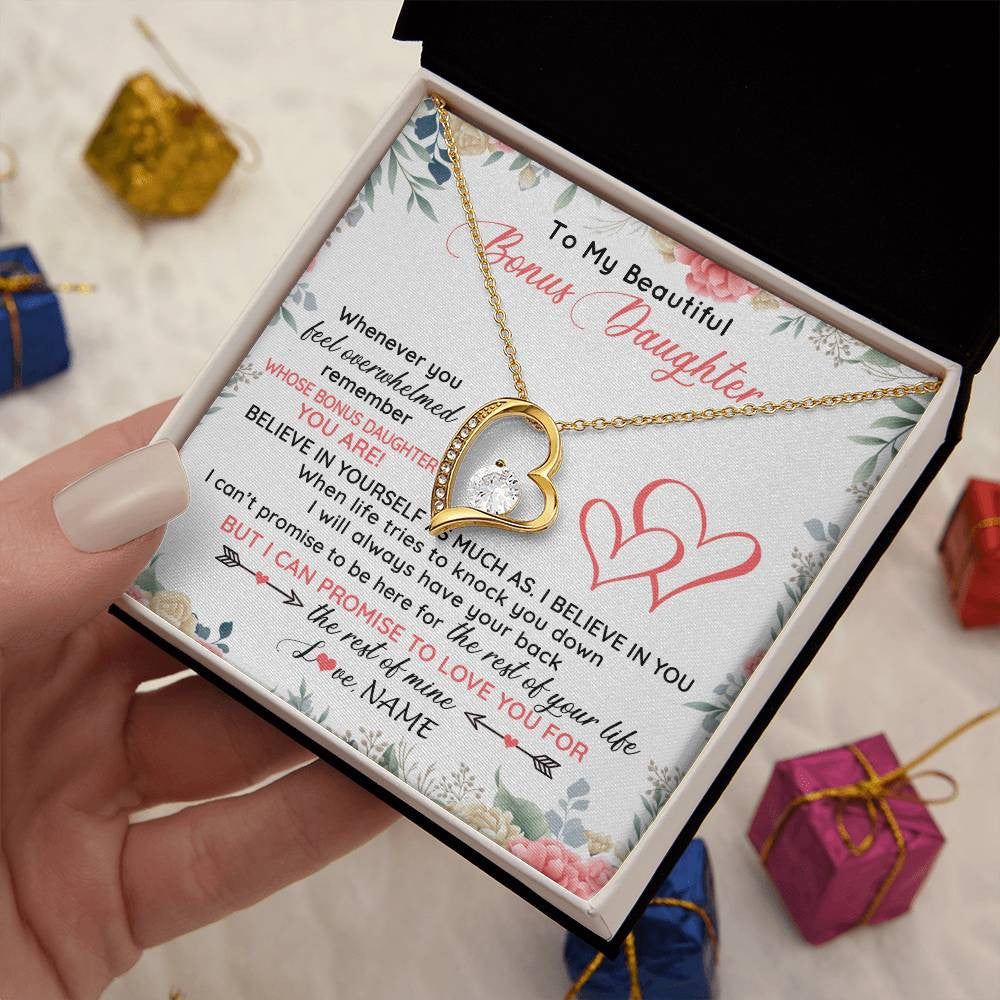 Personalized To My Beautiful Bonus Daughter Necklace From Stepfather Believe In You Stepdaughter Birthday Christmas Jewelry Customized Gift Box Message Card
