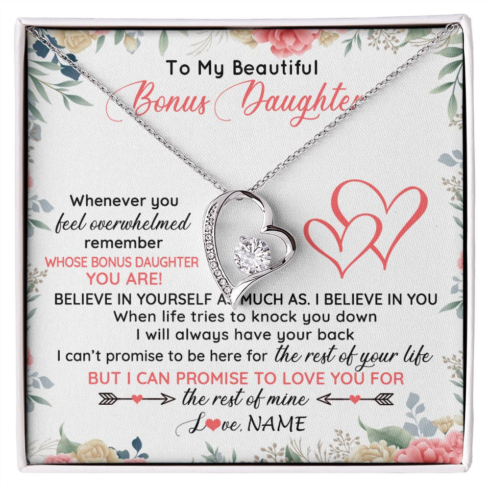 Personalized To My Beautiful Bonus Daughter Necklace From Stepfather Believe In You Stepdaughter Birthday Christmas Jewelry Customized Gift Box Message Card