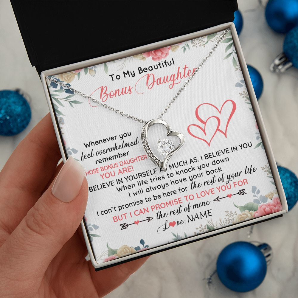 Personalized To My Beautiful Bonus Daughter Necklace From Stepfather Believe In You Stepdaughter Birthday Christmas Jewelry Customized Gift Box Message Card