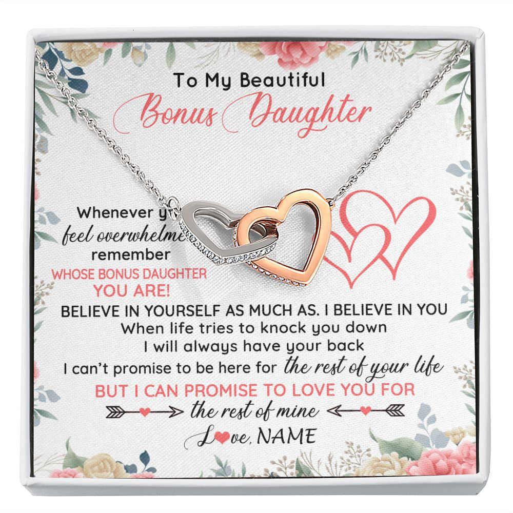 Personalized To My Beautiful Bonus Daughter Necklace From Stepfather Believe In You Stepdaughter Birthday Christmas Jewelry Customized Gift Box Message Card