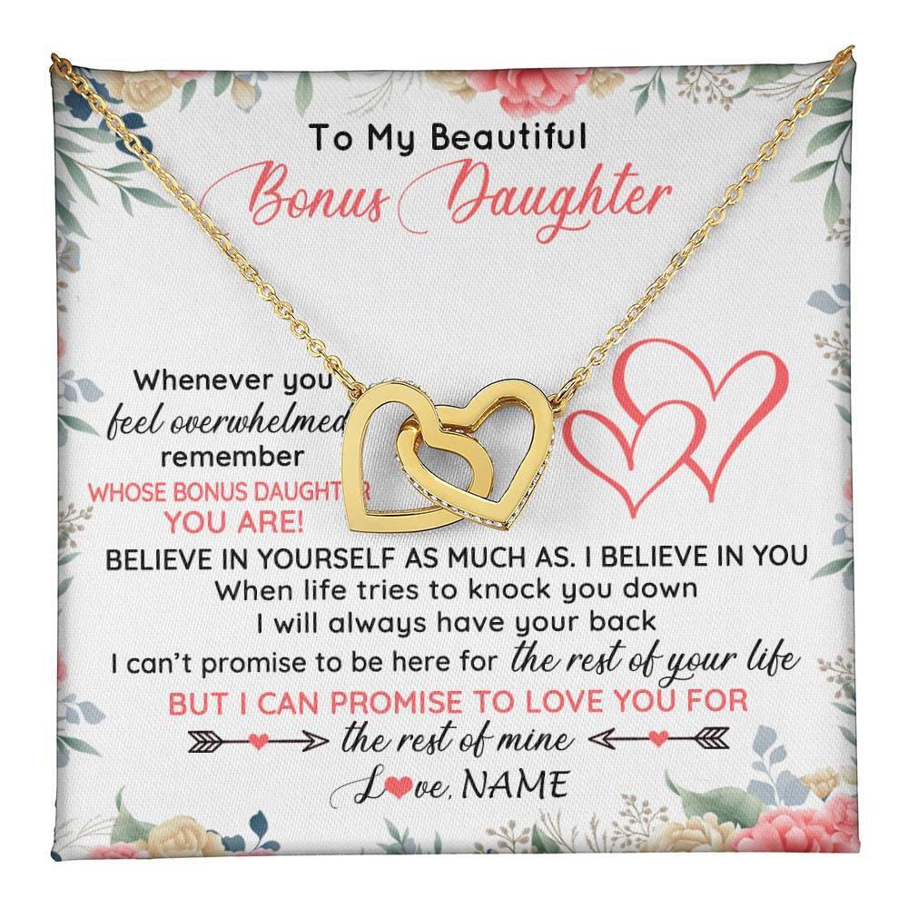 Personalized To My Beautiful Bonus Daughter Necklace From Stepfather Believe In You Stepdaughter Birthday Christmas Jewelry Customized Gift Box Message Card