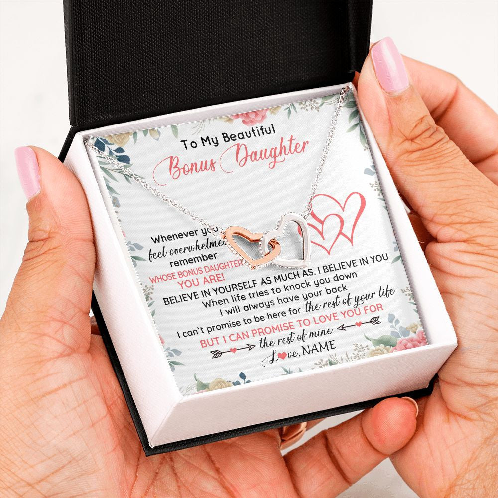 Personalized To My Beautiful Bonus Daughter Necklace From Stepfather Believe In You Stepdaughter Birthday Christmas Jewelry Customized Gift Box Message Card