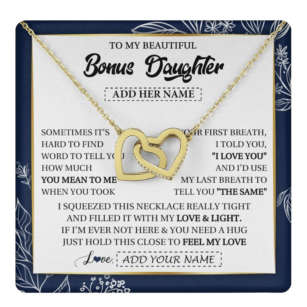 Personalized To My Beautiful Bonus Daughter Necklace From Stepmom Feel My Love Valentines Gifts For Stepdaughter Birthday Christmas Gift Box Message Card