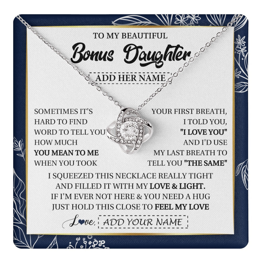 Personalized To My Beautiful Bonus Daughter Necklace From Stepmom Feel My Love Valentines Gifts For Stepdaughter Birthday Christmas Gift Box Message Card