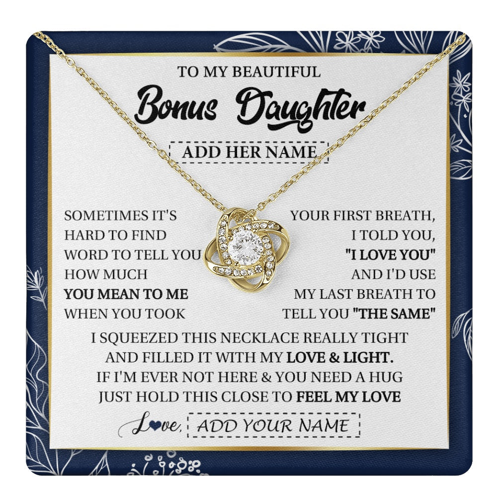 Personalized To My Beautiful Bonus Daughter Necklace From Stepmom Feel My Love Valentines Gifts For Stepdaughter Birthday Christmas Gift Box Message Card