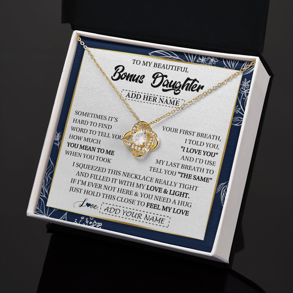 Personalized To My Beautiful Bonus Daughter Necklace From Stepmom Feel My Love Valentines Gifts For Stepdaughter Birthday Christmas Gift Box Message Card