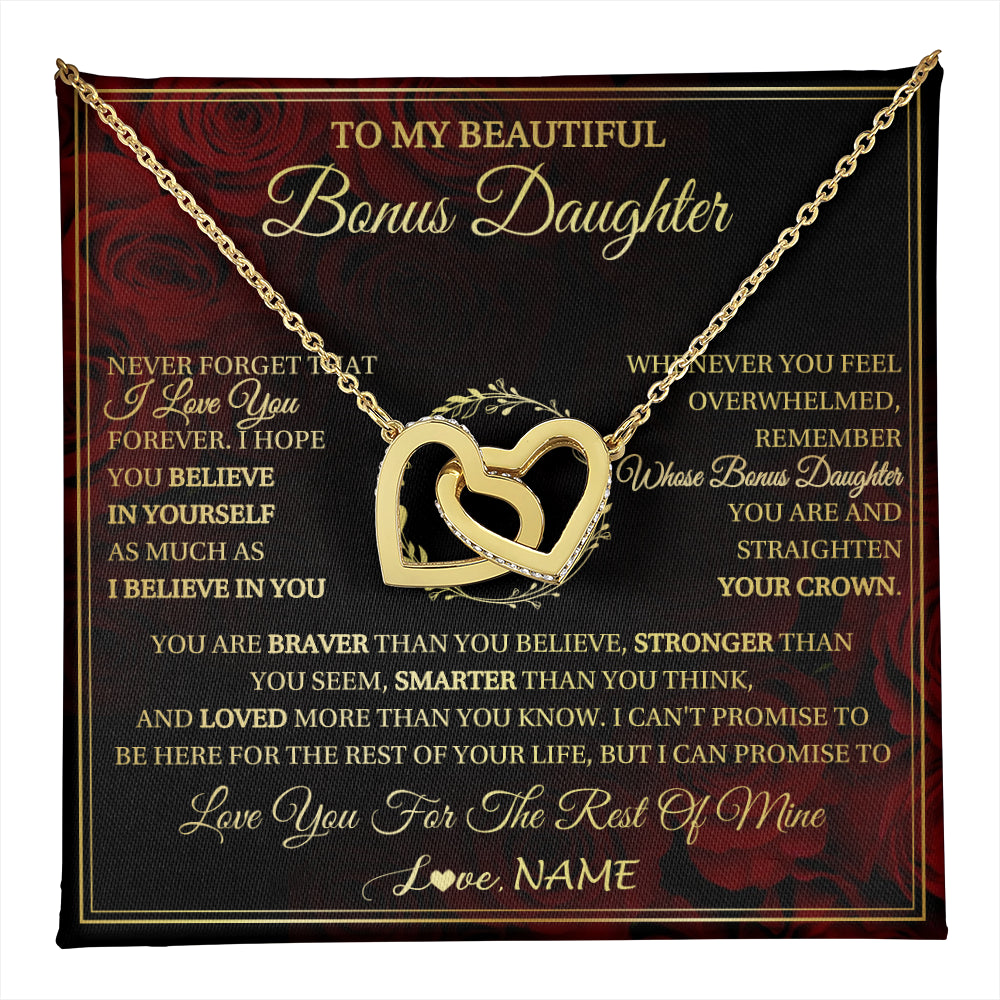Personalized To My Beautiful Bonus Daughter Necklace Gift From Stepmom Dad I Love You Bonus Daughter Birthday Gifts Christmas Customized Gift Box Message Card