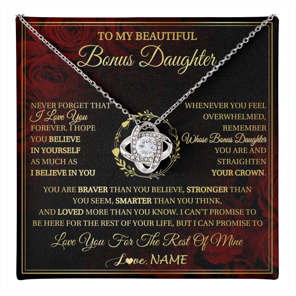 Personalized To My Beautiful Bonus Daughter Necklace Gift From Stepmom Dad I Love You Bonus Daughter Birthday Gifts Christmas Customized Gift Box Message Card