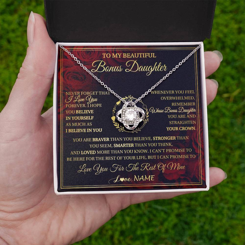 Personalized To My Beautiful Bonus Daughter Necklace Gift From Stepmom Dad I Love You Bonus Daughter Birthday Gifts Christmas Customized Gift Box Message Card