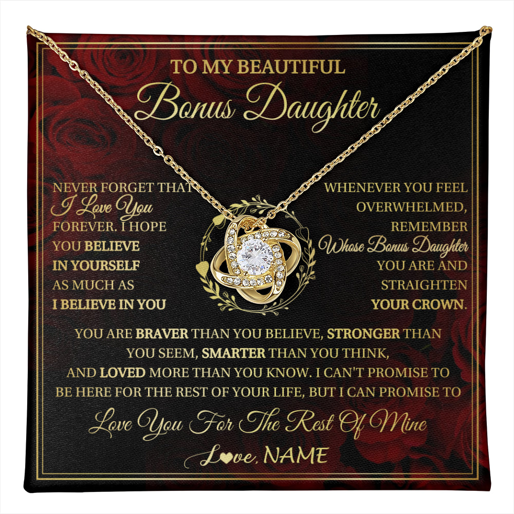 Personalized To My Beautiful Bonus Daughter Necklace Gift From Stepmom Dad I Love You Bonus Daughter Birthday Gifts Christmas Customized Gift Box Message Card
