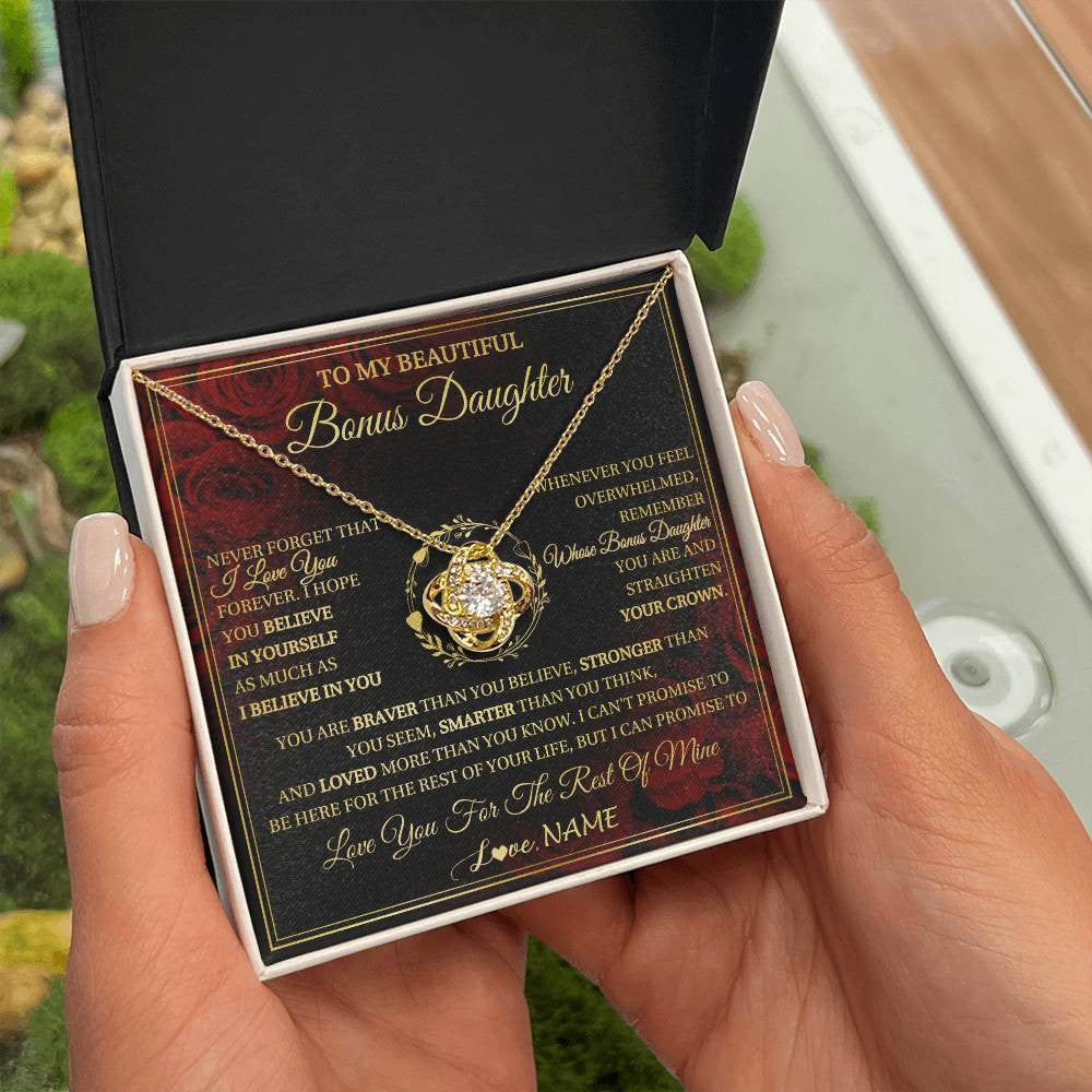 Personalized To My Beautiful Bonus Daughter Necklace Gift From Stepmom Dad I Love You Bonus Daughter Birthday Gifts Christmas Customized Gift Box Message Card