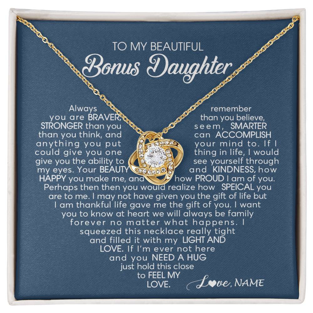 Personalized To My Beautiful Bonus Daughter Necklace Need A Hug Just Hold This Stepdaughter Pendant Jewelry Birthday Christmas Customized Gift Box Message Card