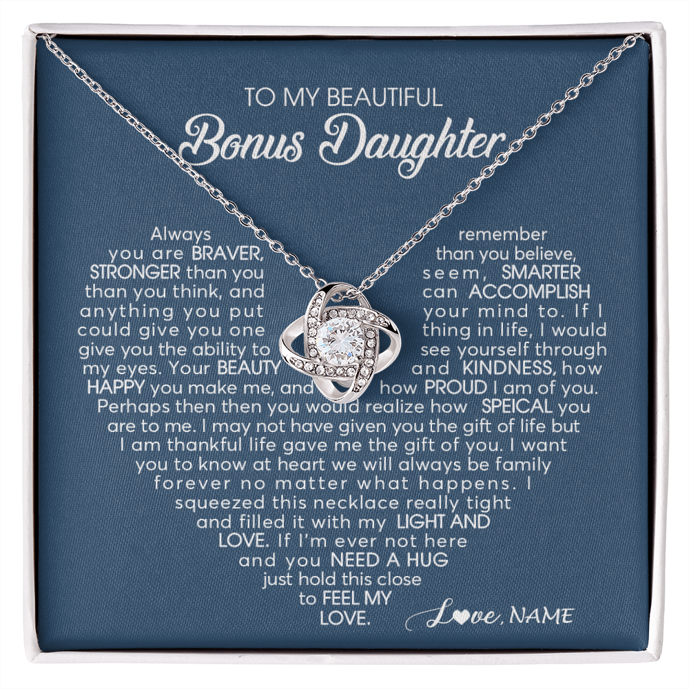 Personalized To My Beautiful Bonus Daughter Necklace Need A Hug Just Hold This Stepdaughter Pendant Jewelry Birthday Christmas Customized Gift Box Message Card