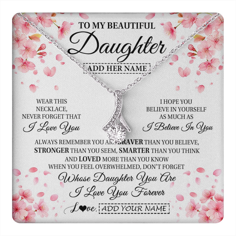 Personalized To My Beautiful Daughter From Mom Dad Mother Father Necklace Never Forget Birthday Gifts For Daughter Gift Christmas Gift Box Message Card