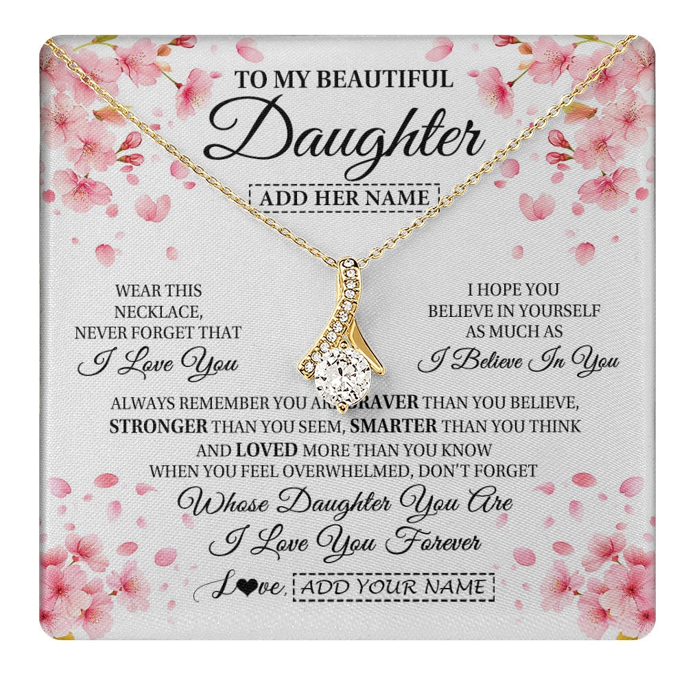Personalized To My Beautiful Daughter From Mom Dad Mother Father Necklace Never Forget Birthday Gifts For Daughter Gift Christmas Gift Box Message Card