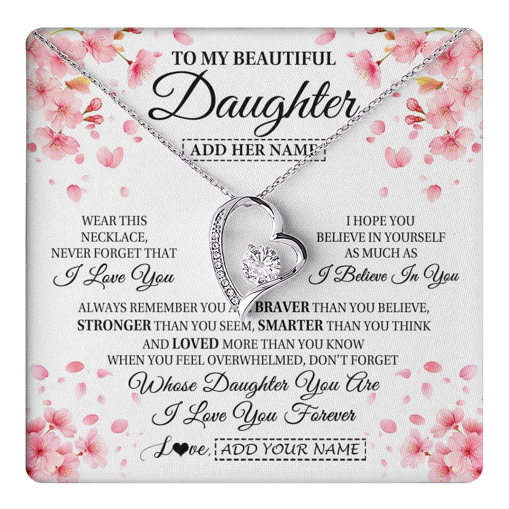 Personalized To My Beautiful Daughter From Mom Dad Mother Father Necklace Never Forget Birthday Gifts For Daughter Gift Christmas Gift Box Message Card