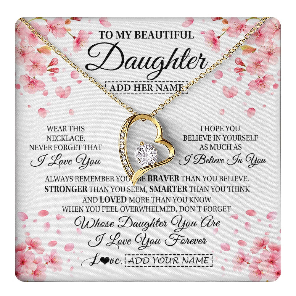 Personalized To My Beautiful Daughter From Mom Dad Mother Father Necklace Never Forget Birthday Gifts For Daughter Gift Christmas Gift Box Message Card