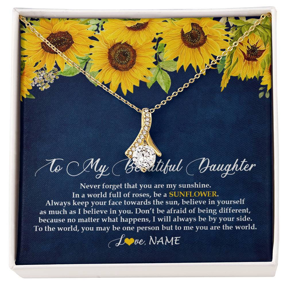 Personalized To My Beautiful Daughter Necklace From Mom Dad Be A Sunflower My Sunshine Daughter Birthday Christmas Jewelry Customized Gift Box Message Card