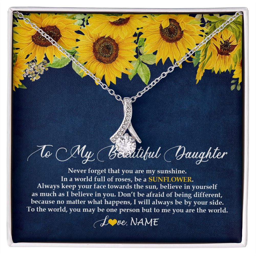 Personalized To My Beautiful Daughter Necklace From Mom Dad Be A Sunflower My Sunshine Daughter Birthday Christmas Jewelry Customized Gift Box Message Card