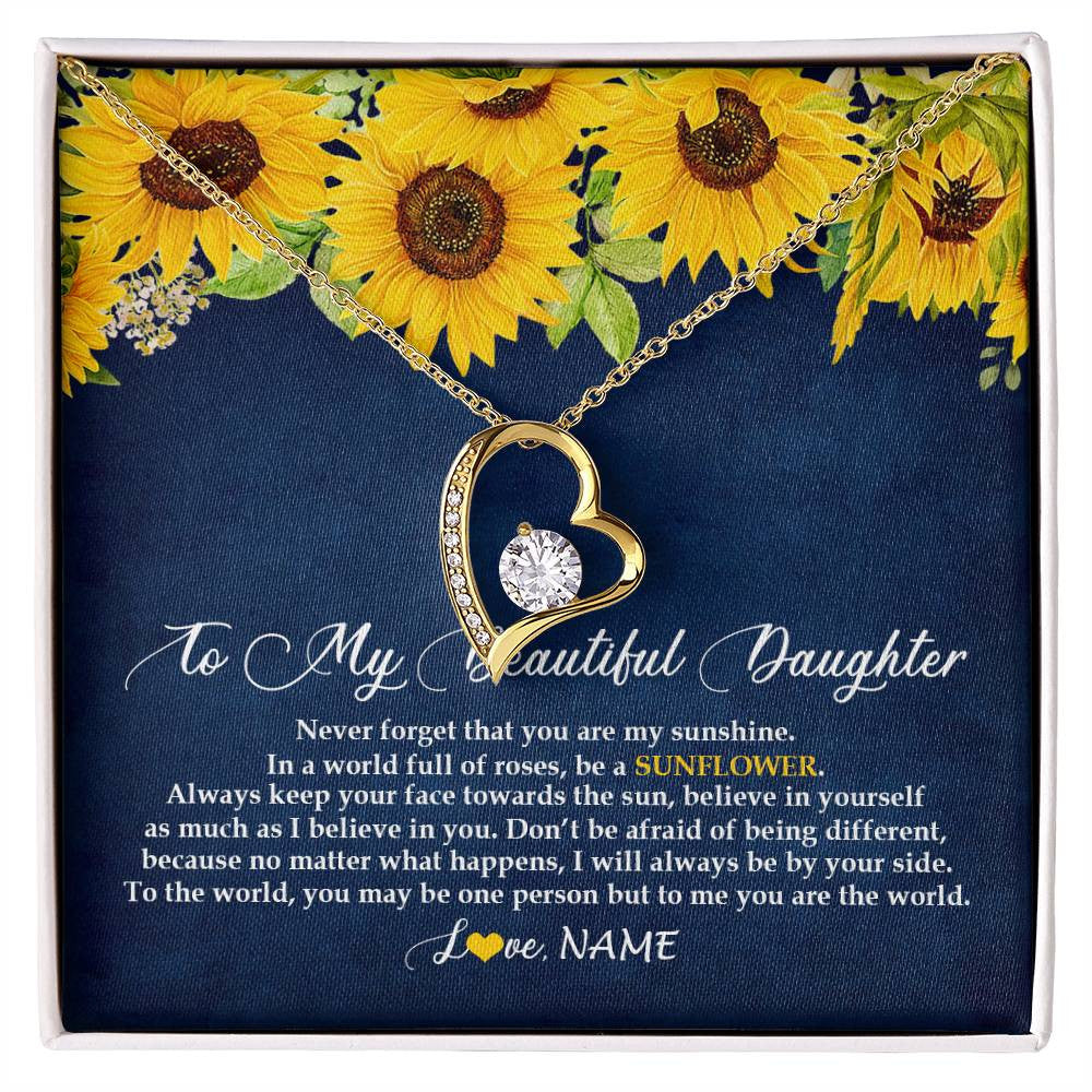 Personalized To My Beautiful Daughter Necklace From Mom Dad Be A Sunflower My Sunshine Daughter Birthday Christmas Jewelry Customized Gift Box Message Card