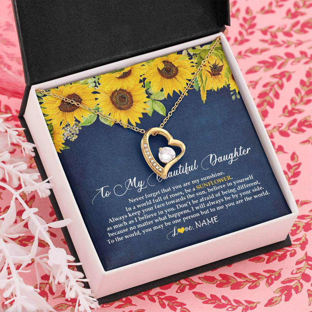 Personalized To My Beautiful Daughter Necklace From Mom Dad Be A Sunflower My Sunshine Daughter Birthday Christmas Jewelry Customized Gift Box Message Card