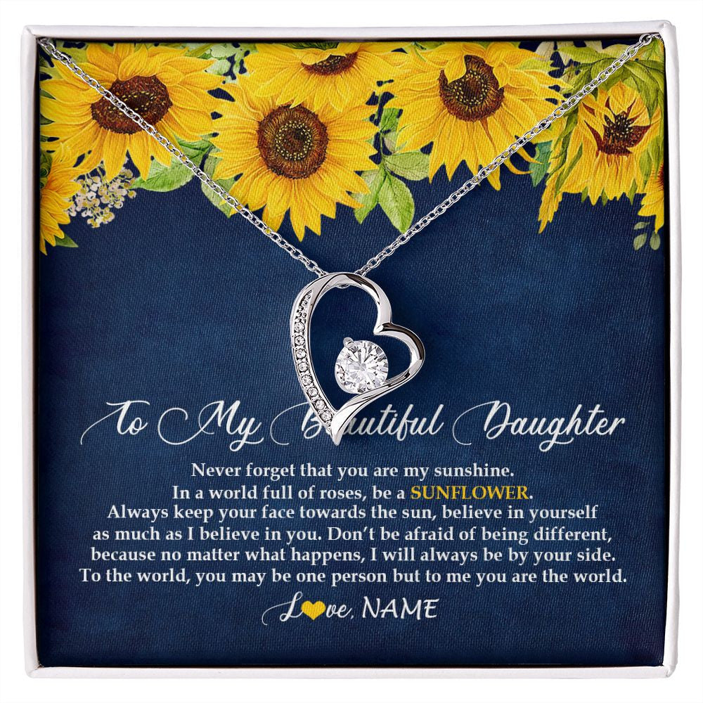 Personalized To My Beautiful Daughter Necklace From Mom Dad Be A Sunflower My Sunshine Daughter Birthday Christmas Jewelry Customized Gift Box Message Card