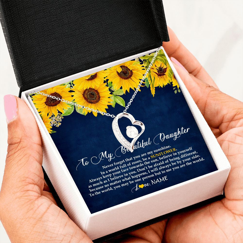 Personalized To My Beautiful Daughter Necklace From Mom Dad Be A Sunflower My Sunshine Daughter Birthday Christmas Jewelry Customized Gift Box Message Card