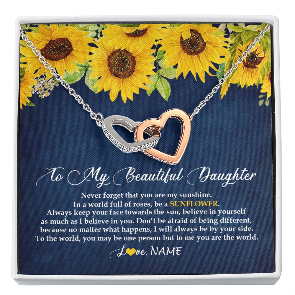 Personalized To My Beautiful Daughter Necklace From Mom Dad Be A Sunflower My Sunshine Daughter Birthday Christmas Jewelry Customized Gift Box Message Card