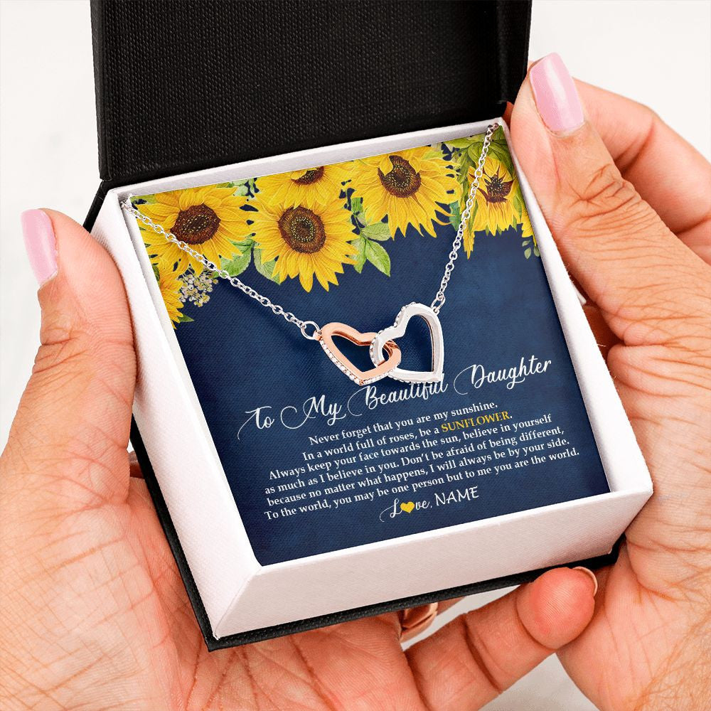 Personalized To My Beautiful Daughter Necklace From Mom Dad Be A Sunflower My Sunshine Daughter Birthday Christmas Jewelry Customized Gift Box Message Card