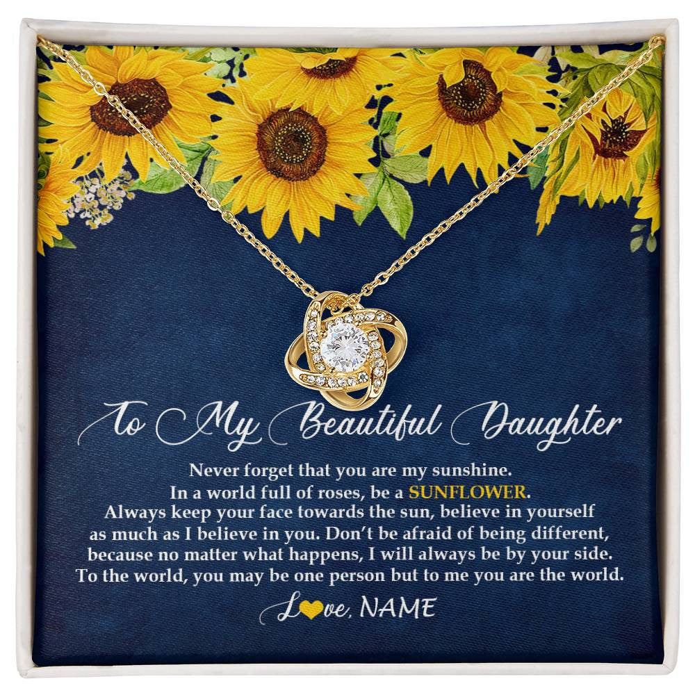 Personalized To My Beautiful Daughter Necklace From Mom Dad Be A Sunflower My Sunshine Daughter Birthday Christmas Jewelry Customized Gift Box Message Card
