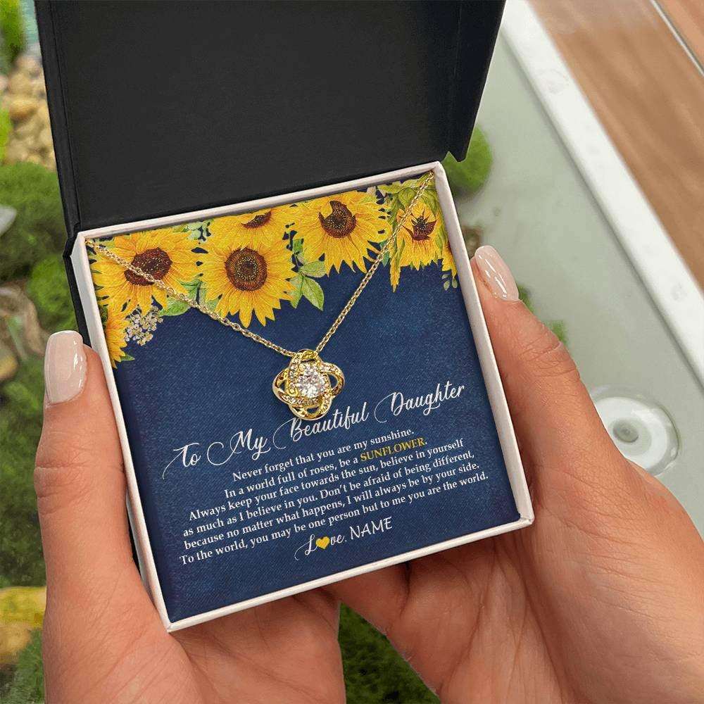 Personalized To My Beautiful Daughter Necklace From Mom Dad Be A Sunflower My Sunshine Daughter Birthday Christmas Jewelry Customized Gift Box Message Card