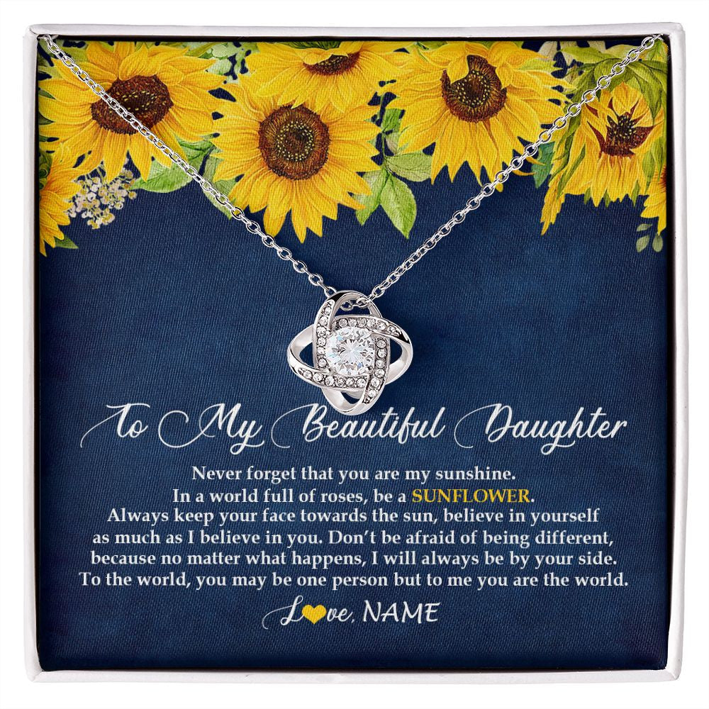 Personalized To My Beautiful Daughter Necklace From Mom Dad Be A Sunflower My Sunshine Daughter Birthday Christmas Jewelry Customized Gift Box Message Card