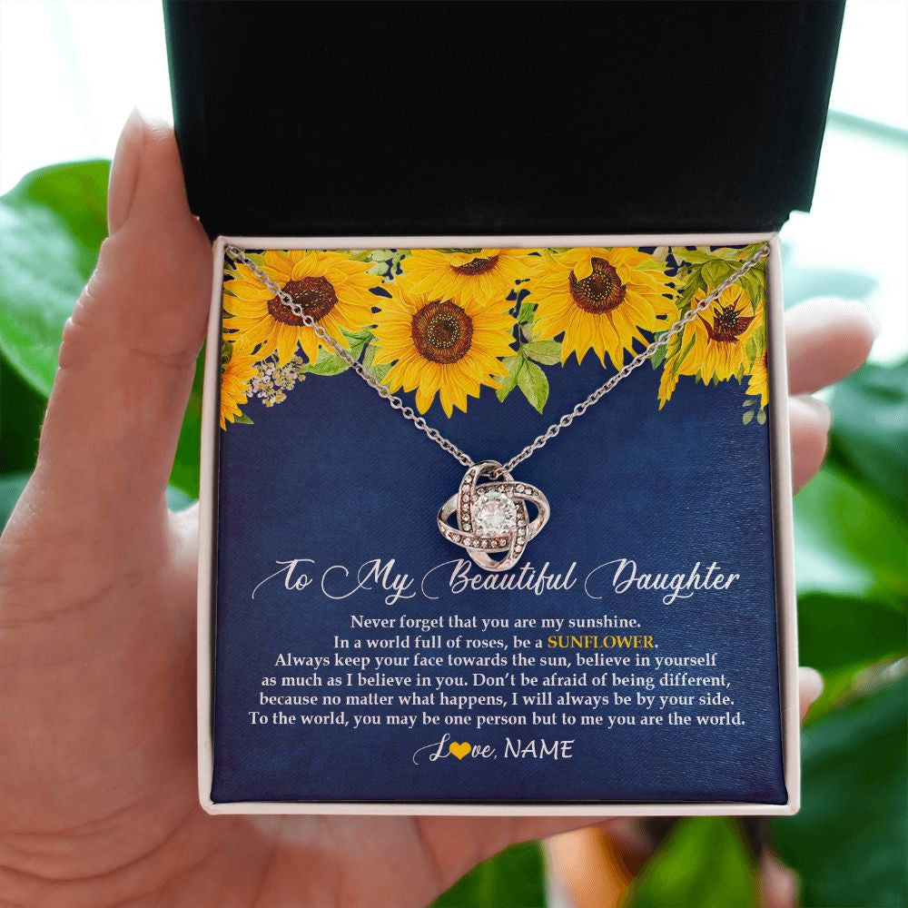 Personalized To My Beautiful Daughter Necklace From Mom Dad Be A Sunflower My Sunshine Daughter Birthday Christmas Jewelry Customized Gift Box Message Card