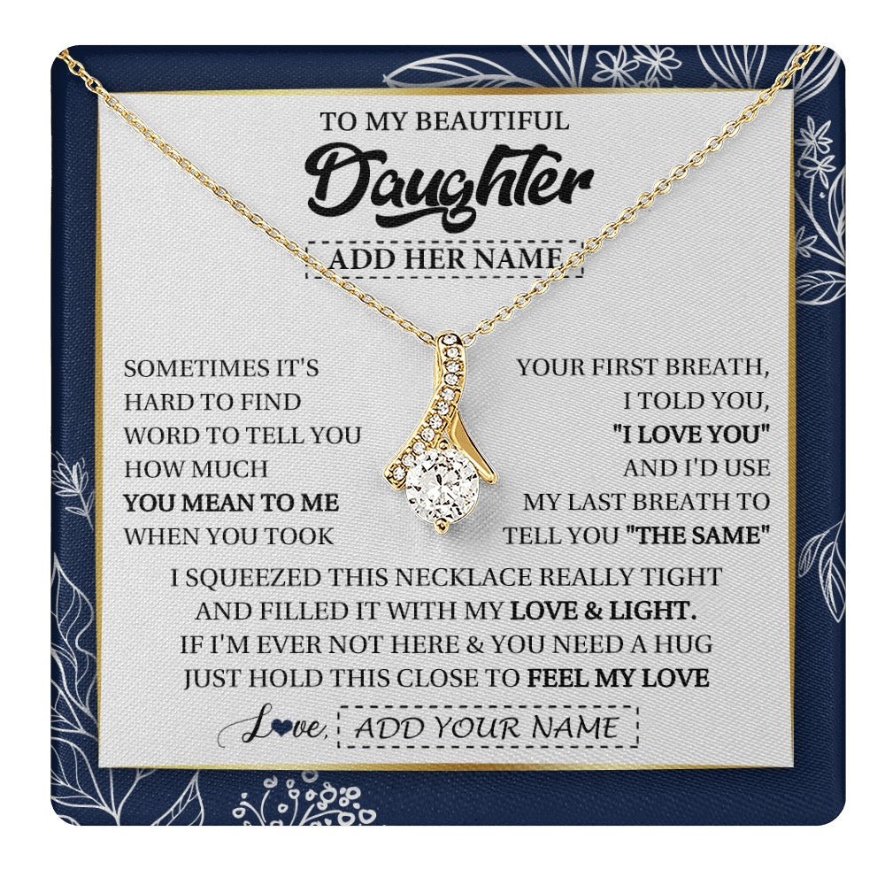 Personalized To My Beautiful Daughter Necklace From Mom Dad Mother Father Feel My Love Valentine Gifts For Daughter Birthday Christmas Gift Box Message Card