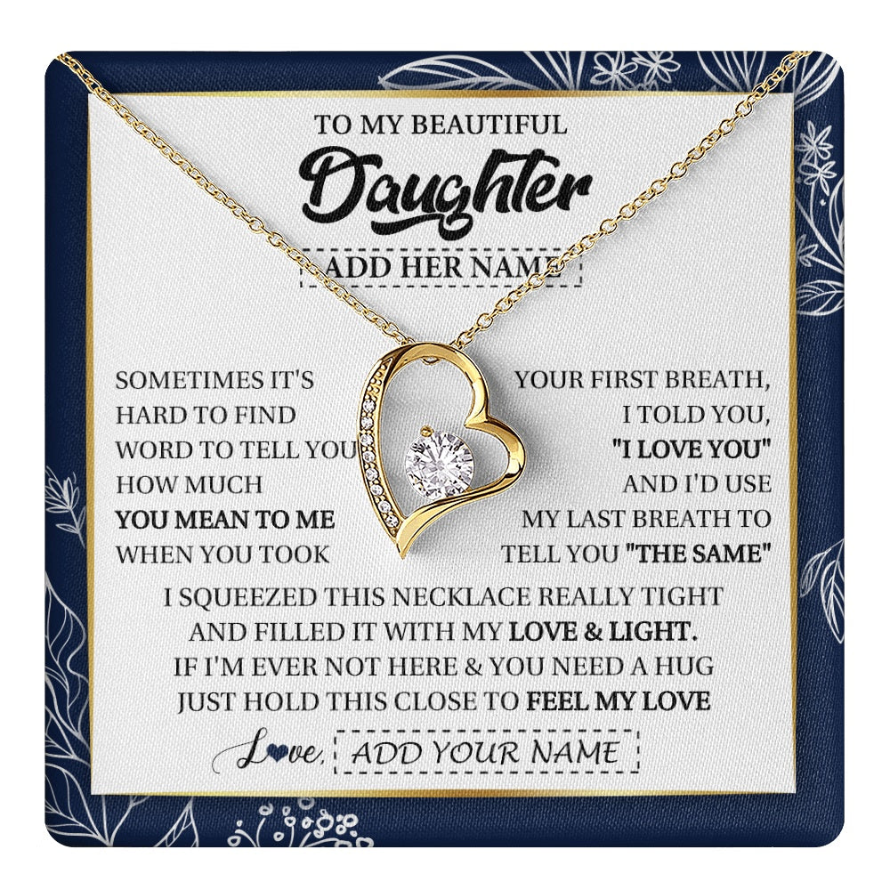 Personalized To My Beautiful Daughter Necklace From Mom Dad Mother Father Feel My Love Valentine Gifts For Daughter Birthday Christmas Gift Box Message Card