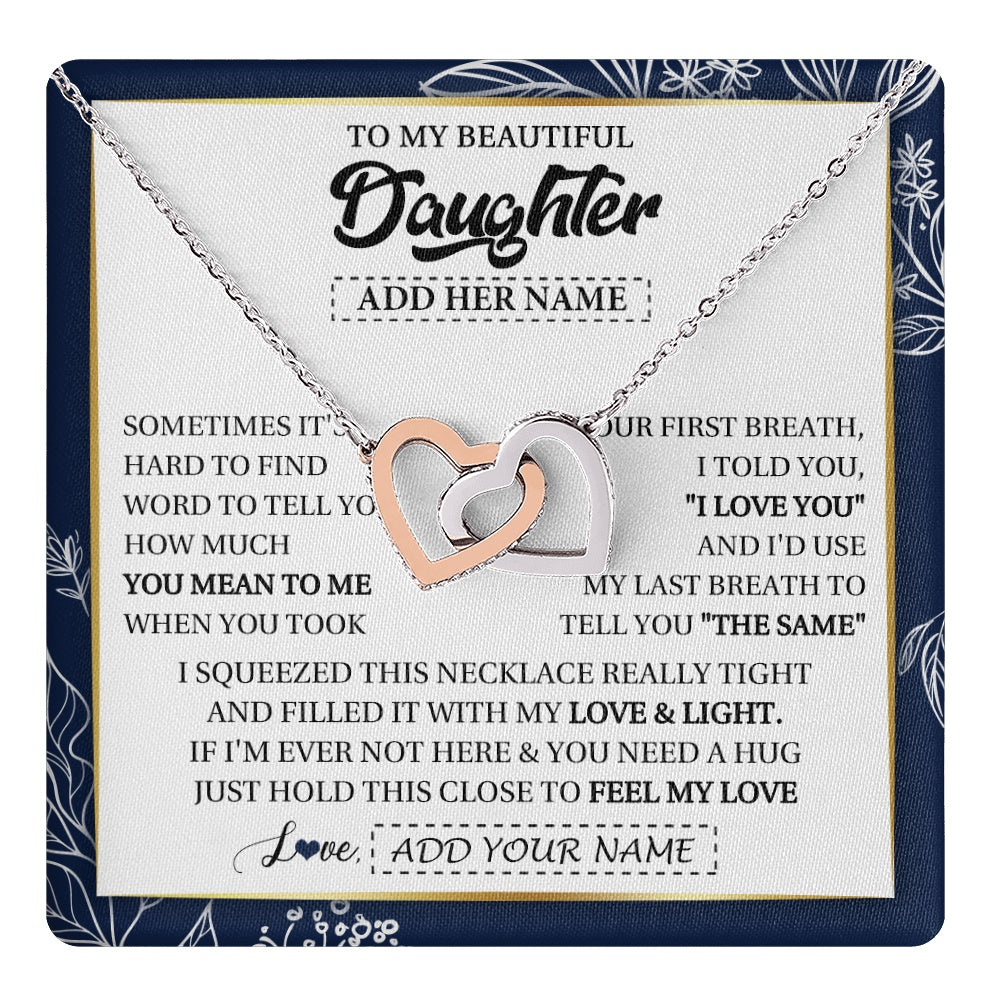Personalized To My Beautiful Daughter Necklace From Mom Dad Mother Father Feel My Love Valentine Gifts For Daughter Birthday Christmas Gift Box Message Card