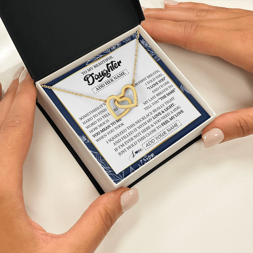 Personalized To My Beautiful Daughter Necklace From Mom Dad Mother Father Feel My Love Valentine Gifts For Daughter Birthday Christmas Gift Box Message Card