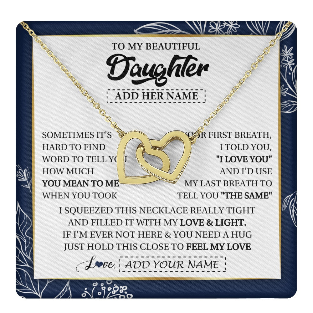Personalized To My Beautiful Daughter Necklace From Mom Dad Mother Father Feel My Love Valentine Gifts For Daughter Birthday Christmas Gift Box Message Card