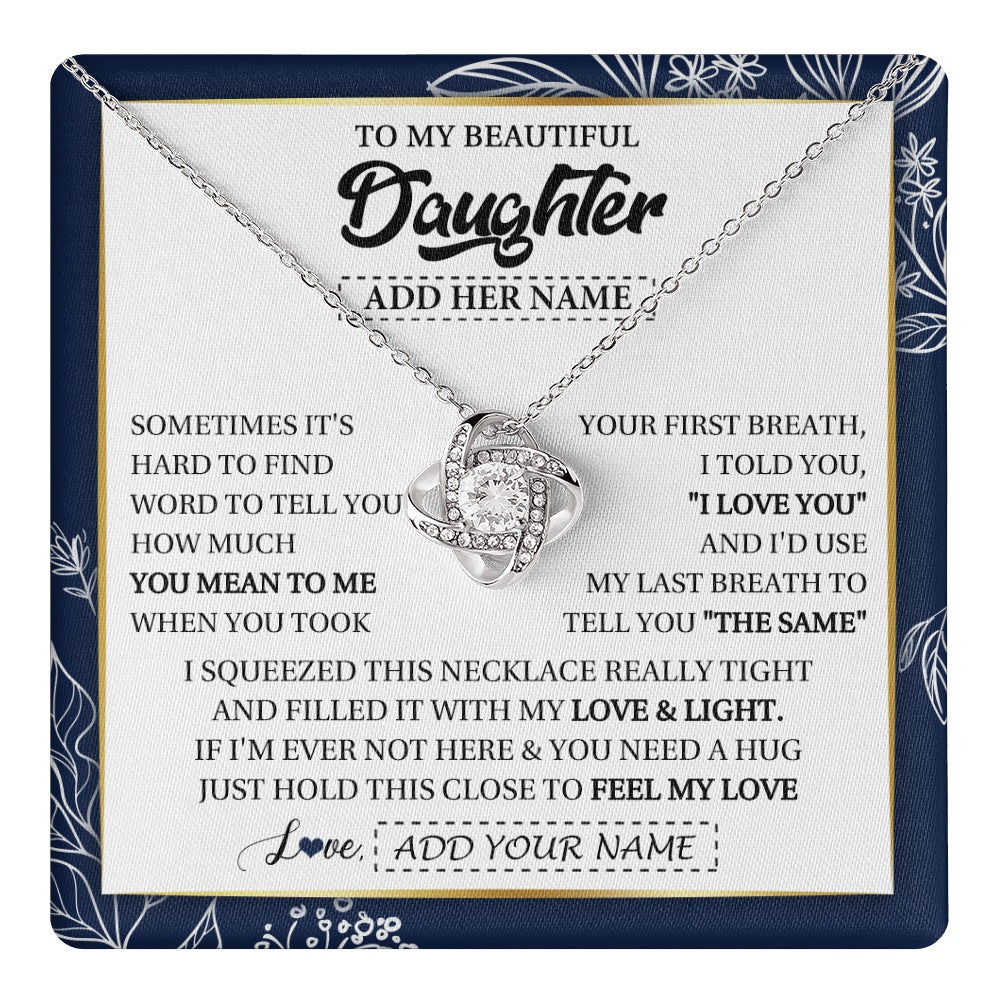 Personalized To My Beautiful Daughter Necklace From Mom Dad Mother Father Feel My Love Valentine Gifts For Daughter Birthday Christmas Gift Box Message Card