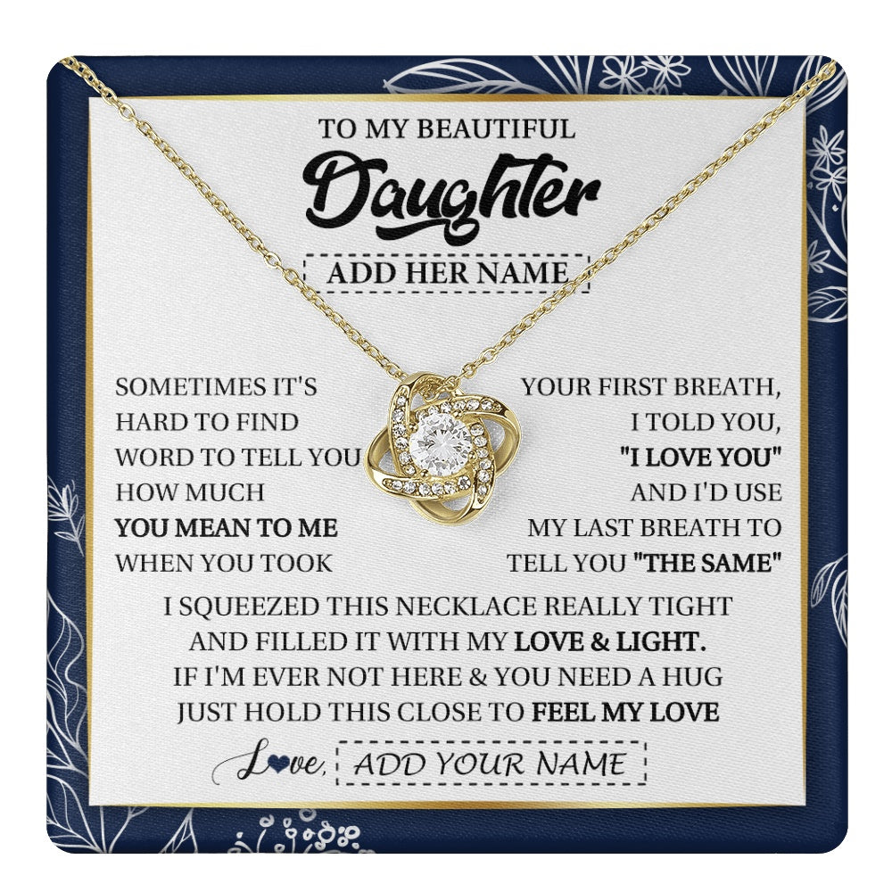 Personalized To My Beautiful Daughter Necklace From Mom Dad Mother Father Feel My Love Valentine Gifts For Daughter Birthday Christmas Gift Box Message Card
