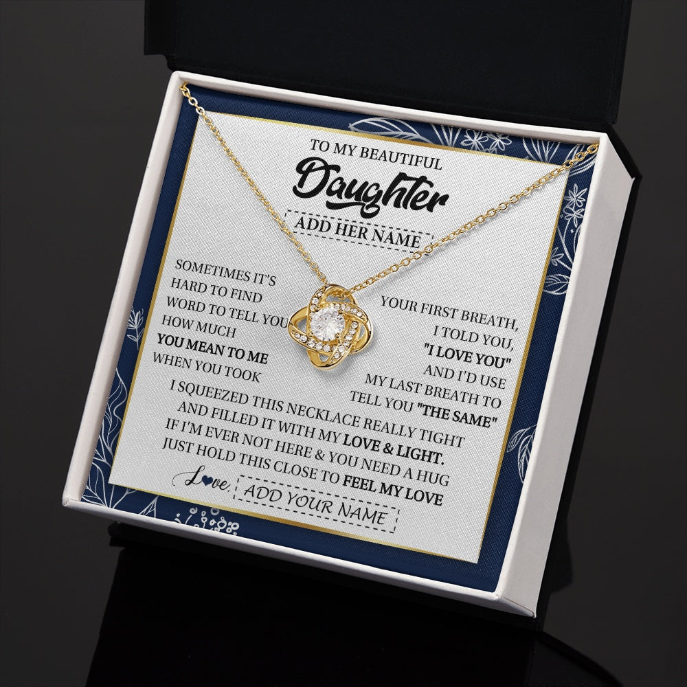 Personalized To My Beautiful Daughter Necklace From Mom Dad Mother Father Feel My Love Valentine Gifts For Daughter Birthday Christmas Gift Box Message Card
