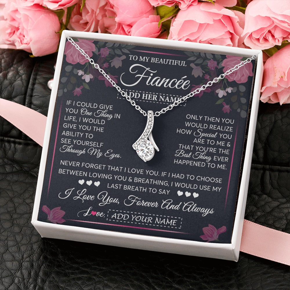 Personalized To My Beautiful Fiancee Necklace From Fiance I Love You Fiancee Gifts Romantic Birthday Valentines Christmas Custom Gift Box Message Card
