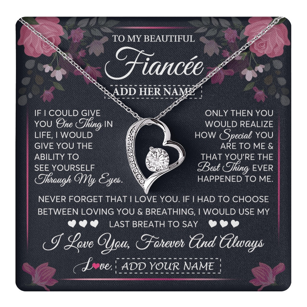 Personalized To My Beautiful Fiancee Necklace From Fiance I Love You Fiancee Gifts Romantic Birthday Valentines Christmas Custom Gift Box Message Card