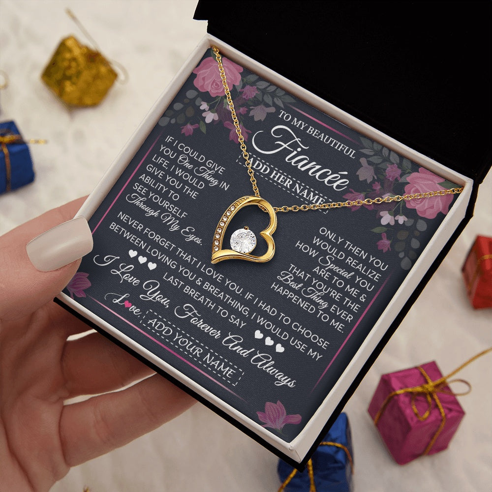 Personalized To My Beautiful Fiancee Necklace From Fiance I Love You Fiancee Gifts Romantic Birthday Valentines Christmas Custom Gift Box Message Card