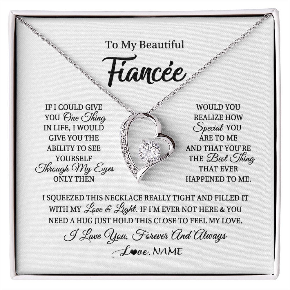 Personalized To My Beautiful Fiancee Necklace From Fiance If I Could Give You Fiancee Birthday Anniversary Christmas Jewelry Customized Gift Box Message Card