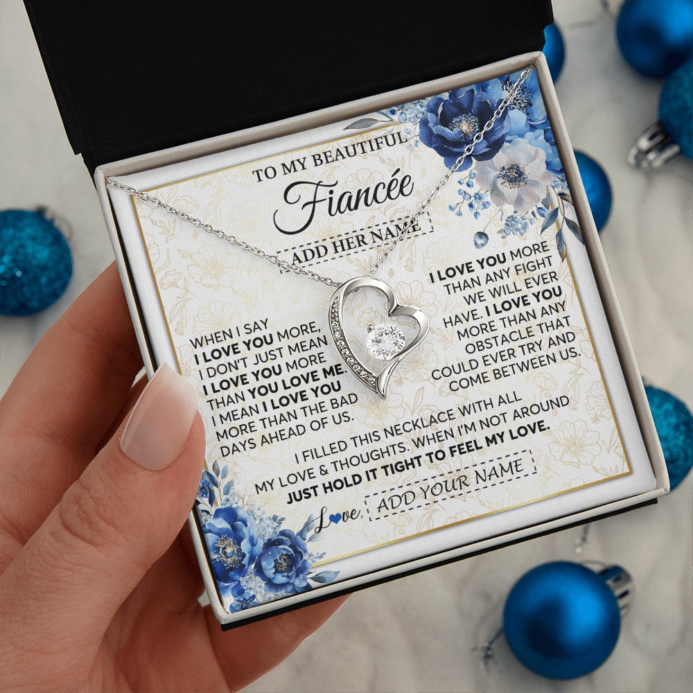 Personalized To My Beautiful Fiancee Necklace From Fiance When I Say Fiancee Gifts Romantic Birthday Valentines Christmas Custom Gift Box Message Card