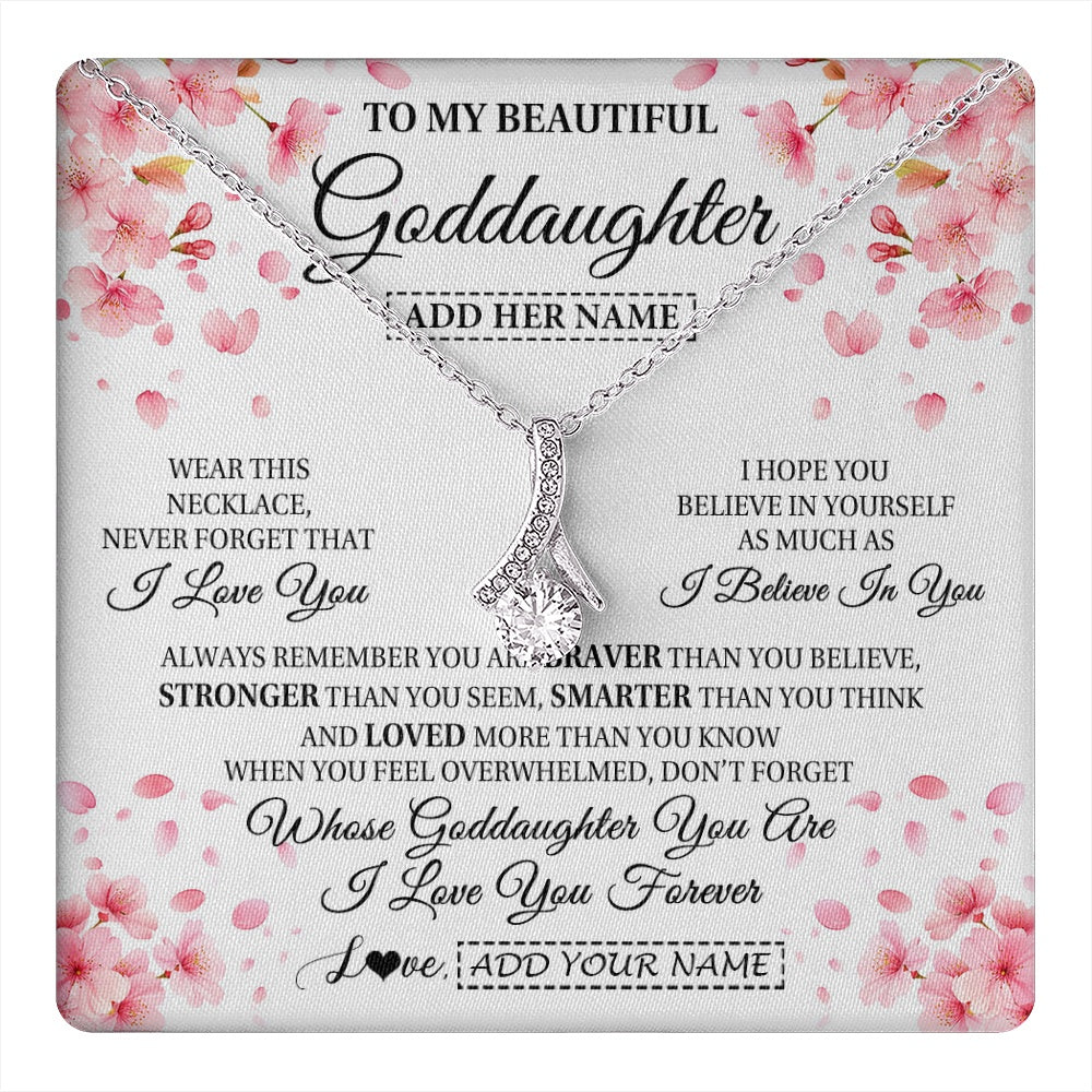 Personalized To My Beautiful Goddaughter From Godmother Uncle Necklace Never Forget Birthday Gifts For Goddaughter Gift Christmas Gift Box Message Card