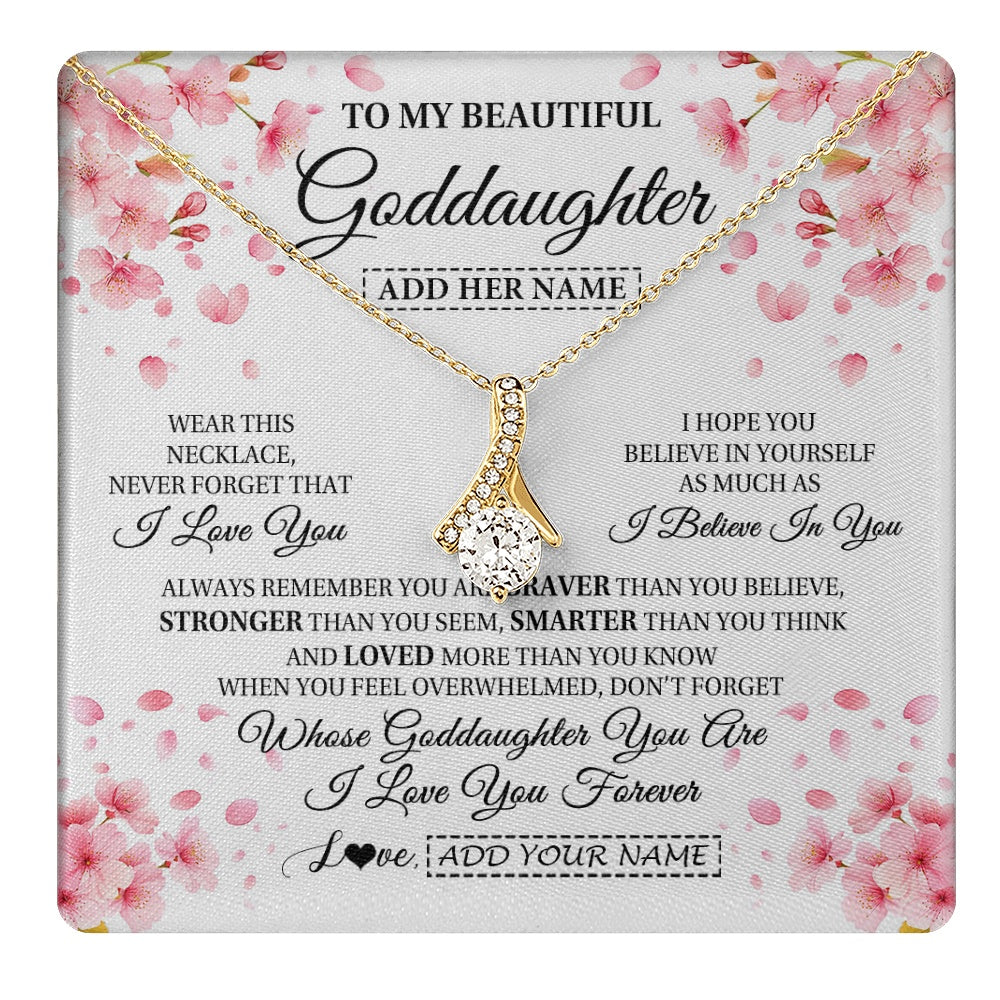 Personalized To My Beautiful Goddaughter From Godmother Uncle Necklace Never Forget Birthday Gifts For Goddaughter Gift Christmas Gift Box Message Card