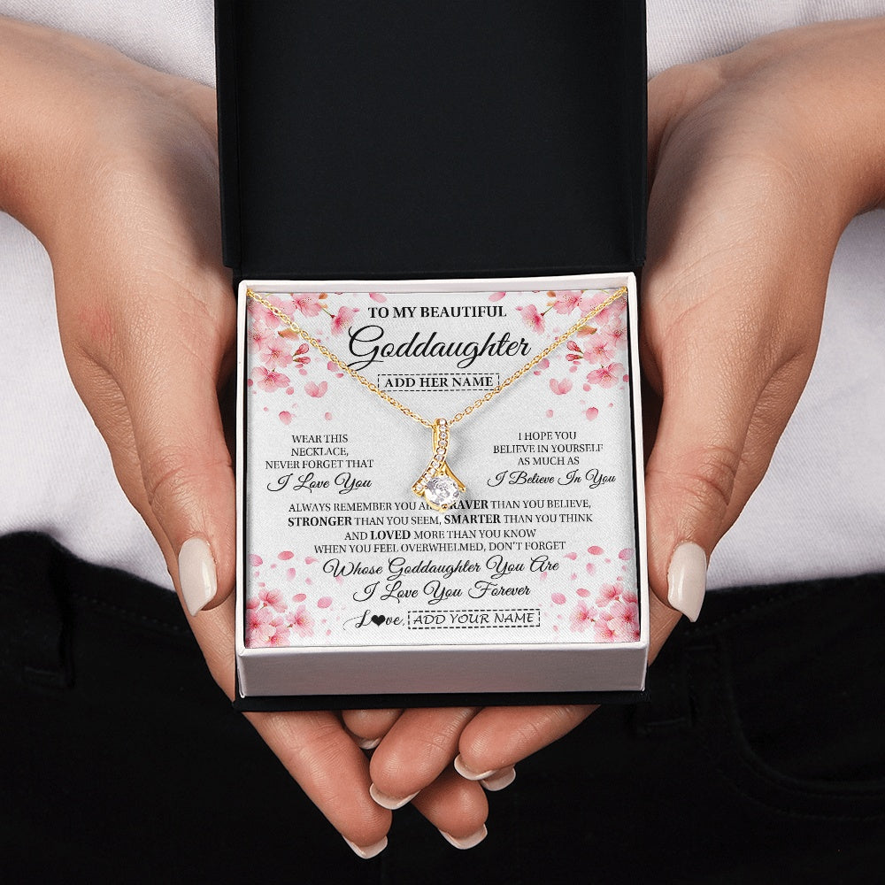 Personalized To My Beautiful Goddaughter From Godmother Uncle Necklace Never Forget Birthday Gifts For Goddaughter Gift Christmas Gift Box Message Card