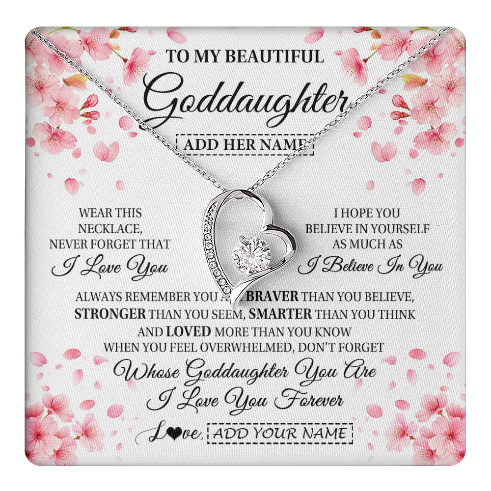Personalized To My Beautiful Goddaughter From Godmother Uncle Necklace Never Forget Birthday Gifts For Goddaughter Gift Christmas Gift Box Message Card